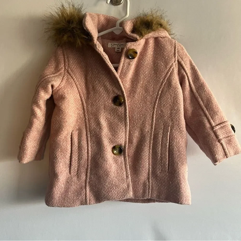 Jessica Simpson Pink Winter Coat with Fur Hood